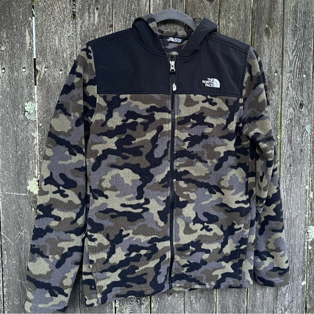 NORTH FACE Kids Full Zip Hooded Camo Fleece size XL (18-20)
